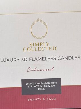 Rose Luxury 3D Flameless Columned Candles - Set of 2